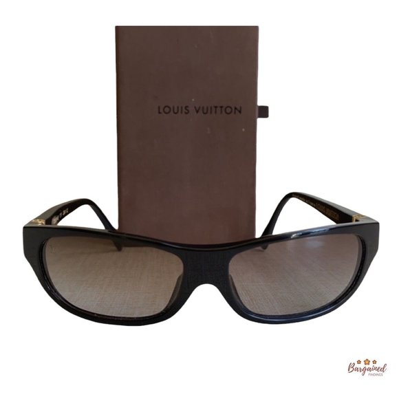 Authentic LOUIS VUITTON Black Acetate Rectangle Sunglasses Z0024E - Picture 1 of 12